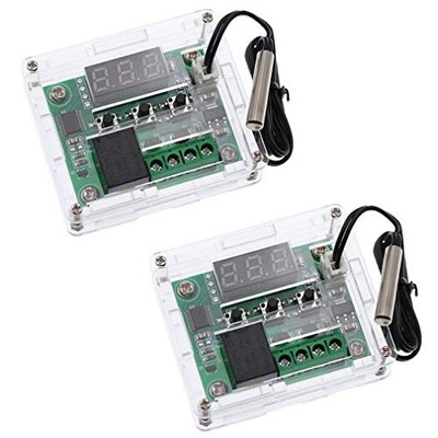 Hailege 2Pcs W1209 12V DC Digital Temperature Controller Board with Case Micro