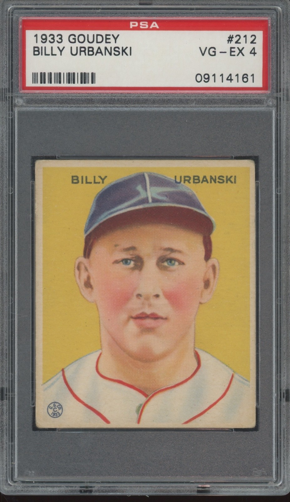 1933 Goudey #212 Billy Urbanski VG EX PSA 4