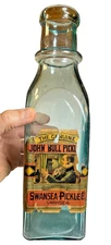 Antique Victorian John Bull Pickle Bottle Jar Label Swansea Pickle Co Tooled Lip