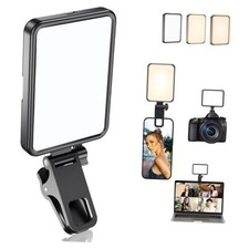 Rechargeable Soft Selfie Light for Phone, Camera, Laptop, 4-14H Battery Black