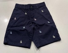 Janie And Jack Boys Navy Blue Embroidered Sailboat Shorts Boys Size 4 Nautical