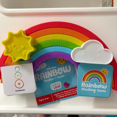 Chuckle & Roar Silicone Rainbow Stacker + Game 100% Complete 28 Pcs
