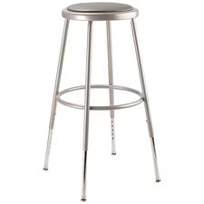 National Public Seating 6424H Round Stool, Height Range 25" To 33", Vinyl Gray