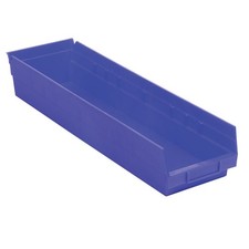 Plastic Shelf Bin Nestable 6-5/8"W x 23-5/8" D x 4"H Blue Lot of 6