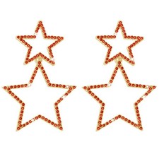 Rhinestone Big Star Dangle Earrings for Women Girls Hypoallergenic Crystal Long