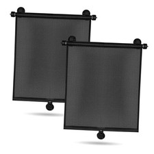 2 Pack Car Side Window Sun Shade - Retractable Car Roller Sunshadewith 2 Black