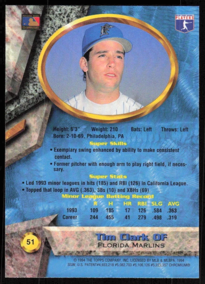 1994 Bowman's Best #51 Tim Clark   - FREE SHIPPING - Image 2 of 2