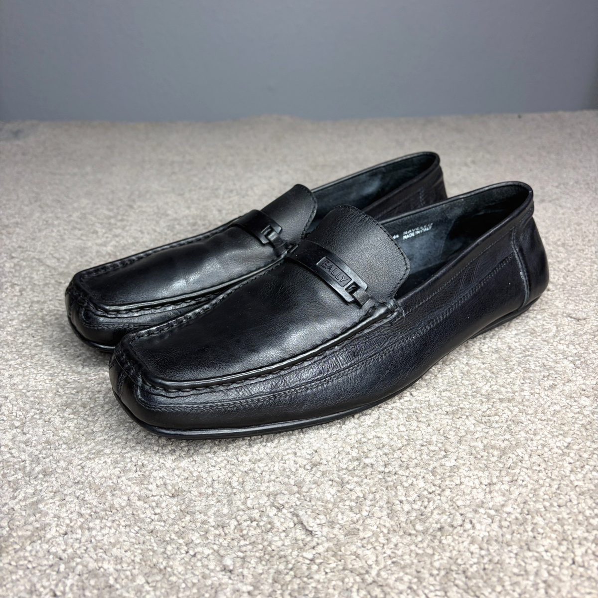 Bally Ravello Shoes Mens Size 10.5 Black Leather Loafers Slip On