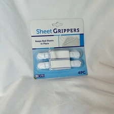Bed Sheet Grippers 4 Piece White New Unopened