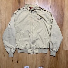 Vintage King Louie Bomber Jacket M 90S Embroidered Details Usa Made Beige Zip