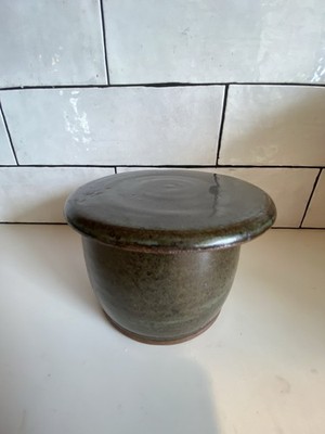 Vintage Handmade Studio Art Pottery BUTTER BELL Crock Signed Delhi