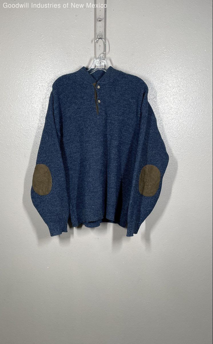 Pendleton Mens Navy Elbow Patch Button Pullover W… - image 1