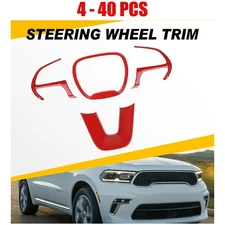 4-40X Red Steering Wheel Trim Cover w/Adhesive Panel for 15-23 Dodge Challenger