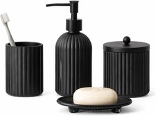 4PCs Heavy Weight Decent Glass Bathroom Accessories Set with Decorative Pressed