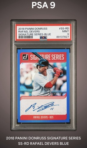 Rafael Devers [Blue] #SS-RD 2018 Panini Donruss Signature Series card