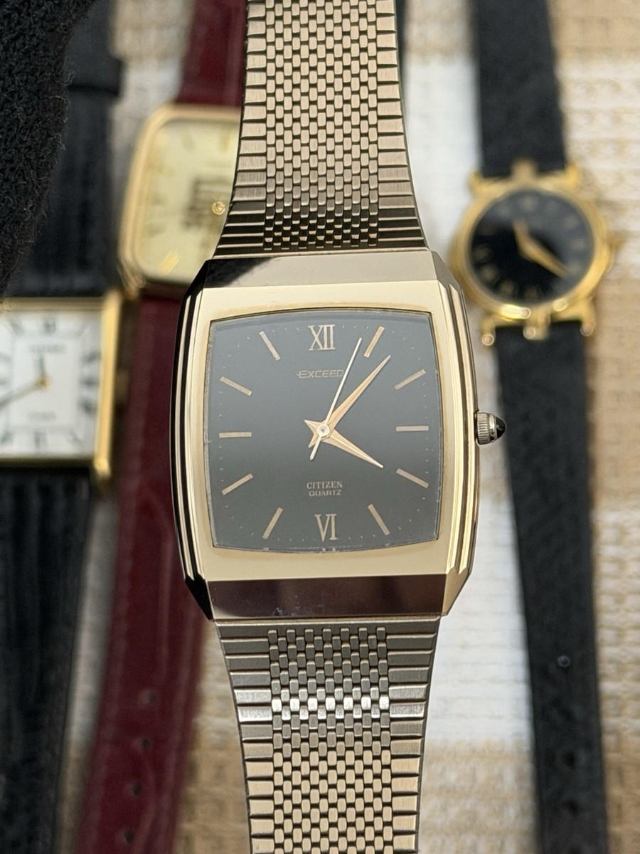 時計 CITIZEN EXCEED Vtg 1981 Citizen Exceed Quartz 4-798392 Men's Mesh Bracelet Watch