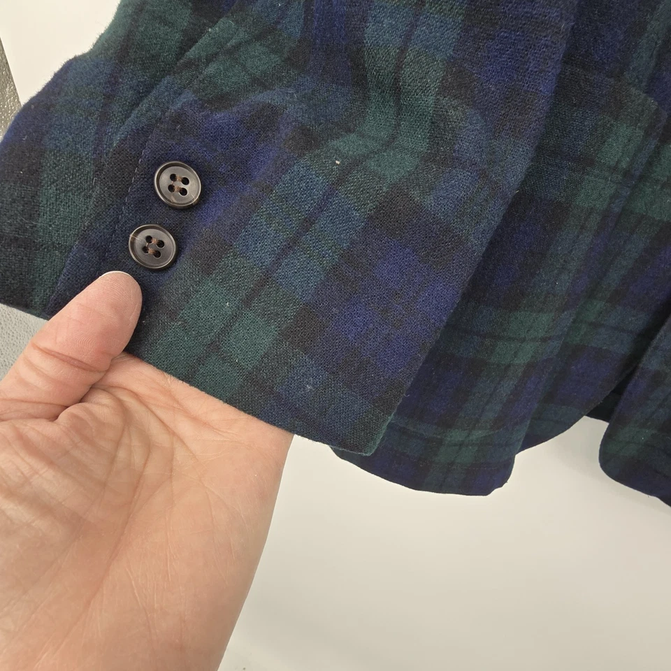 Vintage Pendleton Black Watch Plaid Blazer Wool Mens Green Blue 3 Button Jacket - Image 3 of 4