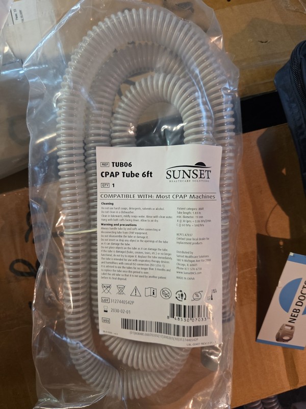 Sunset TUB06 CPAP Tube 6 Ft TUB06  New  Sealed Compatible with most machines! B1