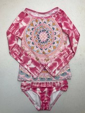 Billabong Kids Girl's Medallion Madness Long Sleeve Rashguard Set Pink Size 4 -