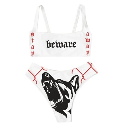 Nice Swimwear Sexy Bathing Suit Two Pieces Swimsuit Funny Print Set