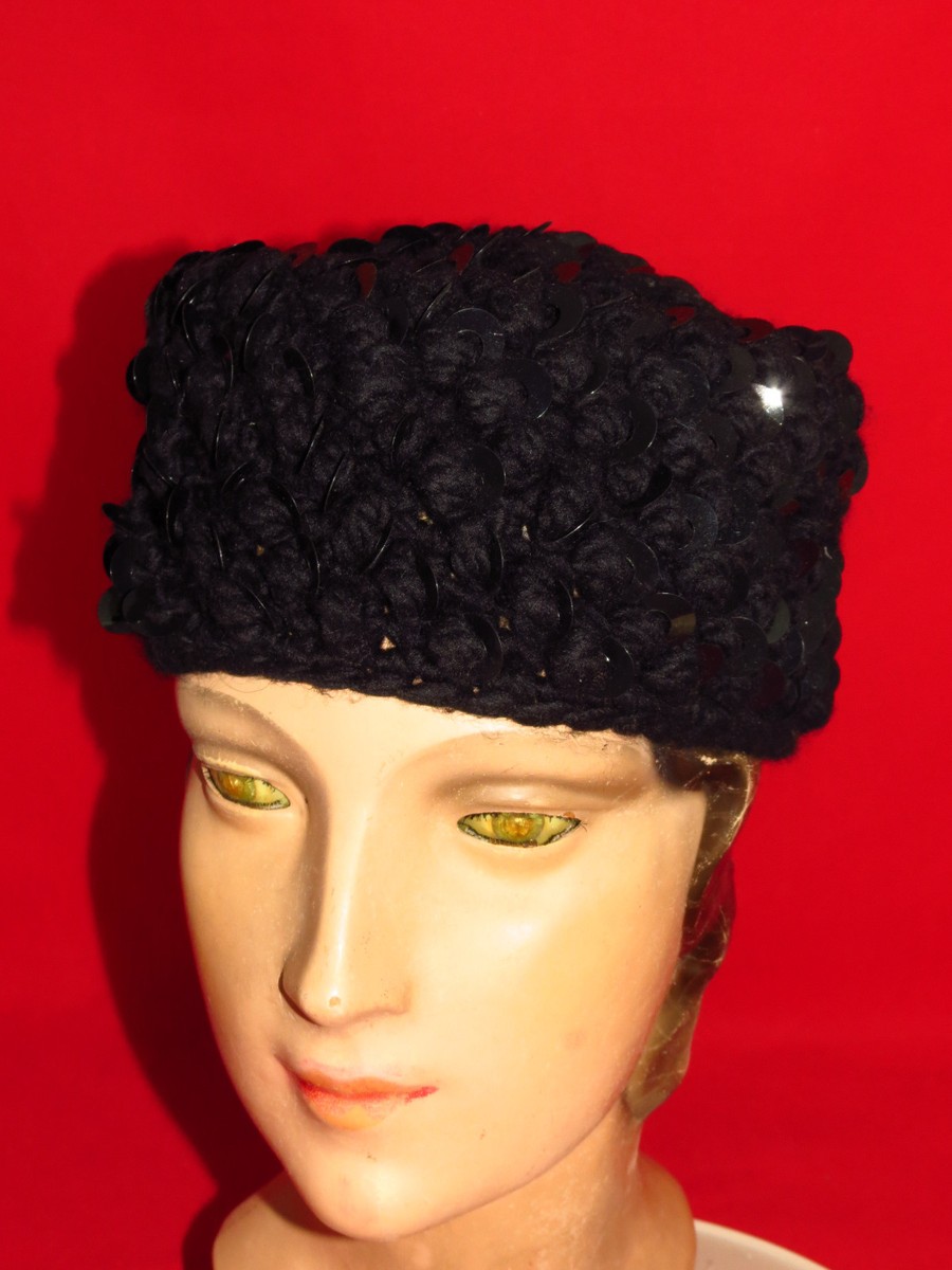 Vintage black crocheted hat Vintage Black Crochet and Cotton Sun Cap - Etsy main image 4