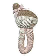 Living Textiles Plush Knit Weave Amy Mermaid Rattle Doll 8 Sensory Toy Pink Bow