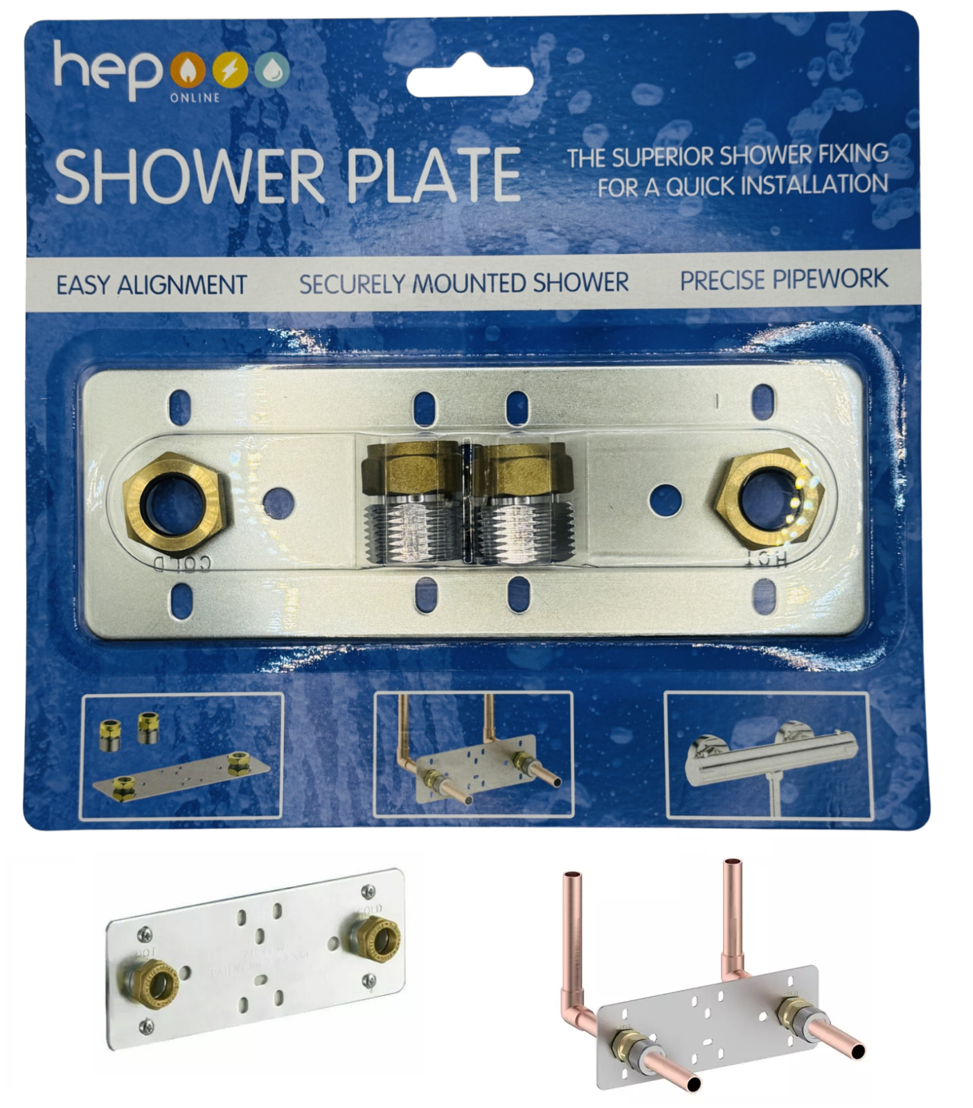 SHOWER PLATE CONCEALED FIXING for EXPOSED BAR VALVE EASYFLOW 150mm HEPSP8