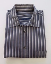 Burberry London Long Sleeve Imported Cotton Gray Striped Casual Shirt Medium USA