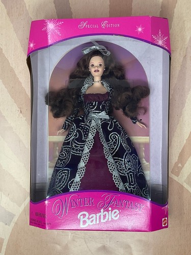 Barbie Winter Fantasy 1996 Mattel 17249 - Poupée Robe De Bal Bordeaux, NRFB