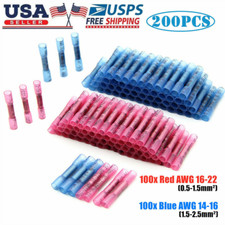 200X Waterproof Heat Shrink Butt Wire Splice Connectors Crimp Terminals 22-14AWG