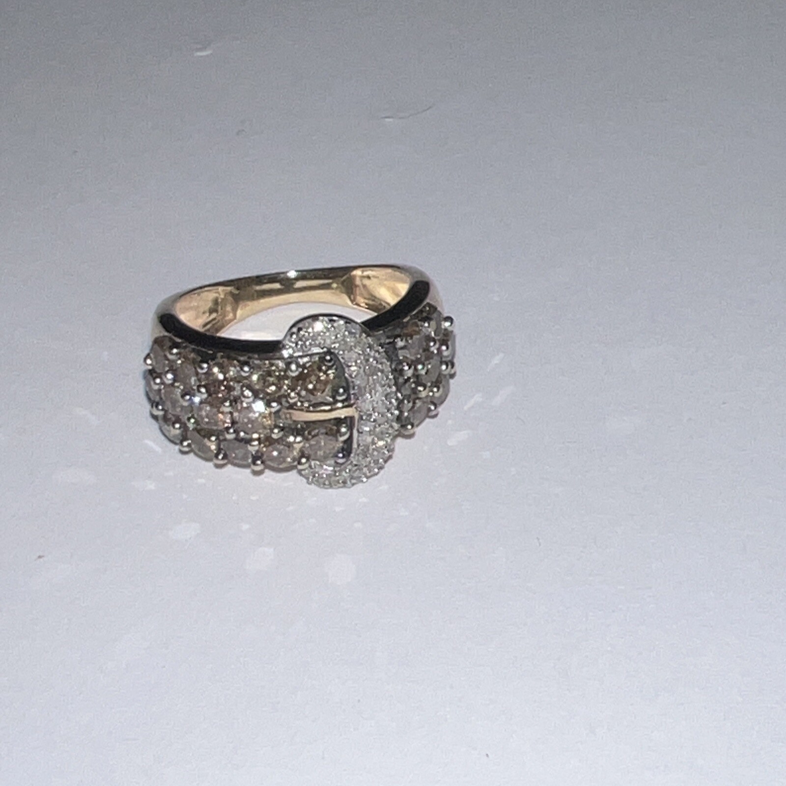 10k Chocolate Diamond Buckle Ring Signed SJ Size 5 eBay