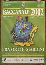 manifesto poster IMOLA BACCANALE 2002 ,BOLOGNA CIBO,CUCINA,UGO NESPOLO  ART