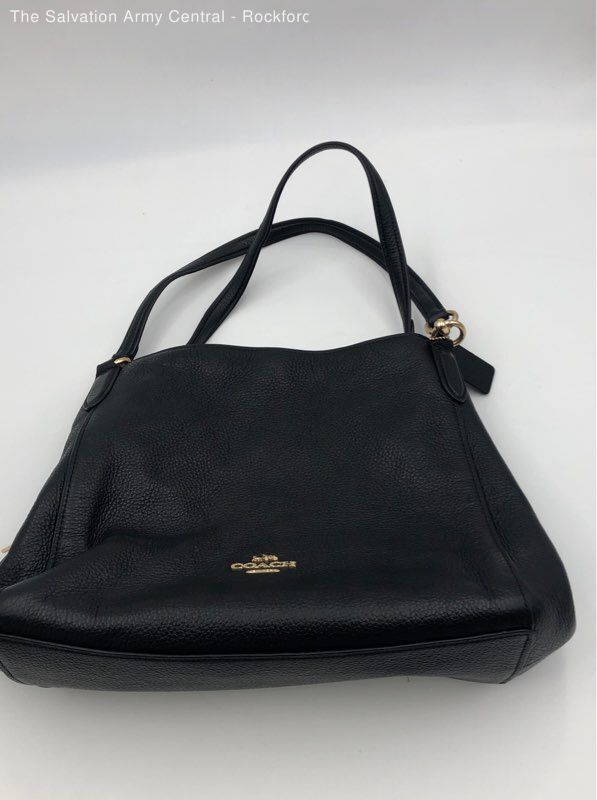 Coach Large Black Pebbled Leather Shoulder Bag Women'… Gem