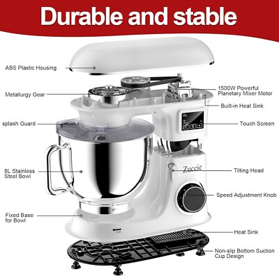 Planetaria Professionale 1500W 8L Zuccie - Impastatrice Con LCD, 6 Velocità E Funzione Fermentazione - Foto 6