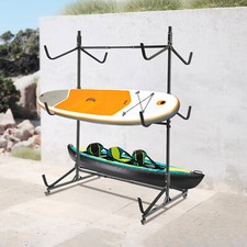 3 Tiers Freestanding Kayak Storage Rack Heavy Duty Kayak Storage Stand w/ Wheels