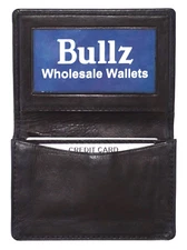 Genuine leather slim credit card ID holder mens and womens wallet Black