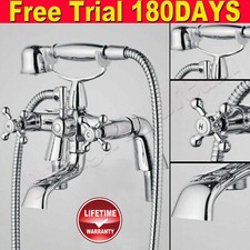 Victorian Shower Mixer Taps Bathroom Filler With Chrome Brass Lever Handset Set