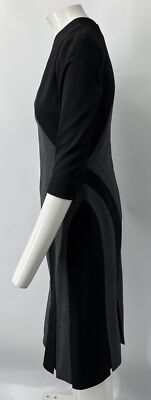 michael kors pleated hem dress Michael Kors Paneled 3/4 Sleeve A-Line Pleated-Hem Dress in Charcoal Melan  sz 6