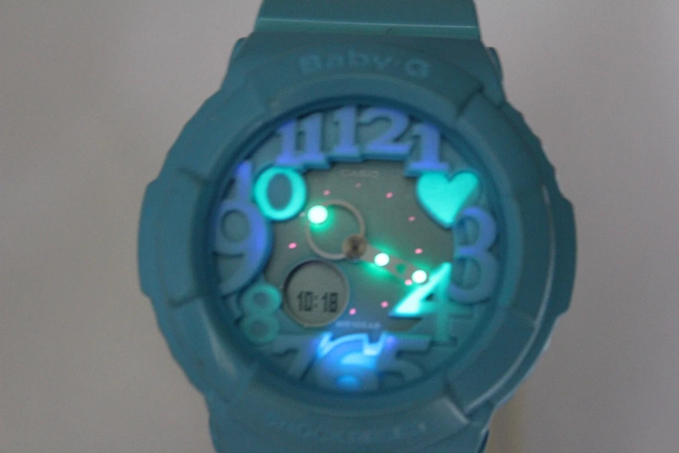 CASIO vintage BGA-130 Blue Analog Digital Neon Dial Baby-G Watch - Image 2 of 4