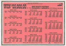 c1975 Holiday Casino Las Vegas NV Table Keno Girls Placemat Rules Odds Gaming US