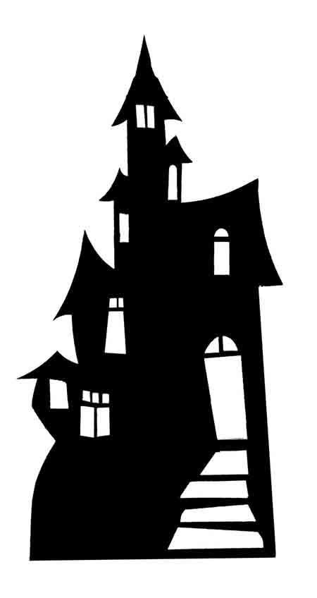 HAUNTED HOUSE SILHOUETTE HALLOWEEN CARDBOARD CUTOUT spooky prop decoration