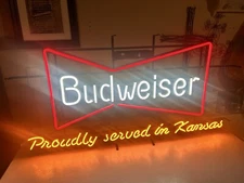Budweiser Neon 39x21 “Proudly Served in Kansas” LED BRAND NEW