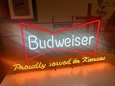 Budweiser Neon 39x21  Proudly Served in Kansas  LED BRAND NEW