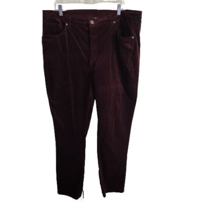 DG2 Diane Gilman Burgundy Brushed Cotton Velvet Pants Size 20WT