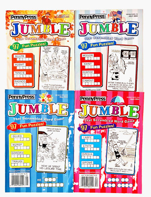 NEW Lot 4 Penny Press Dell Jumble Word Scramble Puzzles Books 97 Puzzles Each!