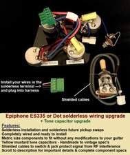 Epi ES335 or Dot Solderless Wiring Harness +Real Yellow Mustard Tone Capacitors