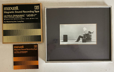 Vintage THE MAXELL GUY Print Metal Framed Matted 12x10 and Empty Maxell Tape Box