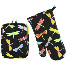 Dragonfly Dragonflies Kitchen Oven Mitt and Pot Holder 2 Piece Set NEW