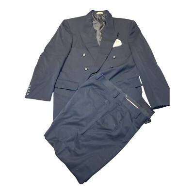 Tom Tailor Double Breasted Black 2 Piece Suit 42R W36 I29