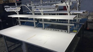 Metal Workbench with Power Outlets and Lights